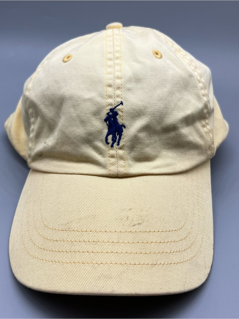 Polo by Ralph Lauren Pale Yellow Baseball Cap with Navy Pony